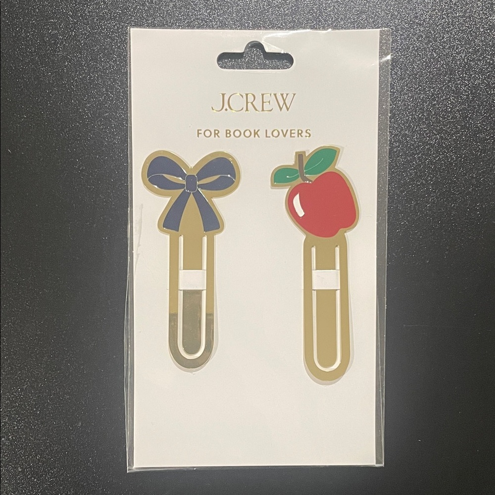 J. Crew Kids Bookmark Clips - Navy Bow & Red Apple